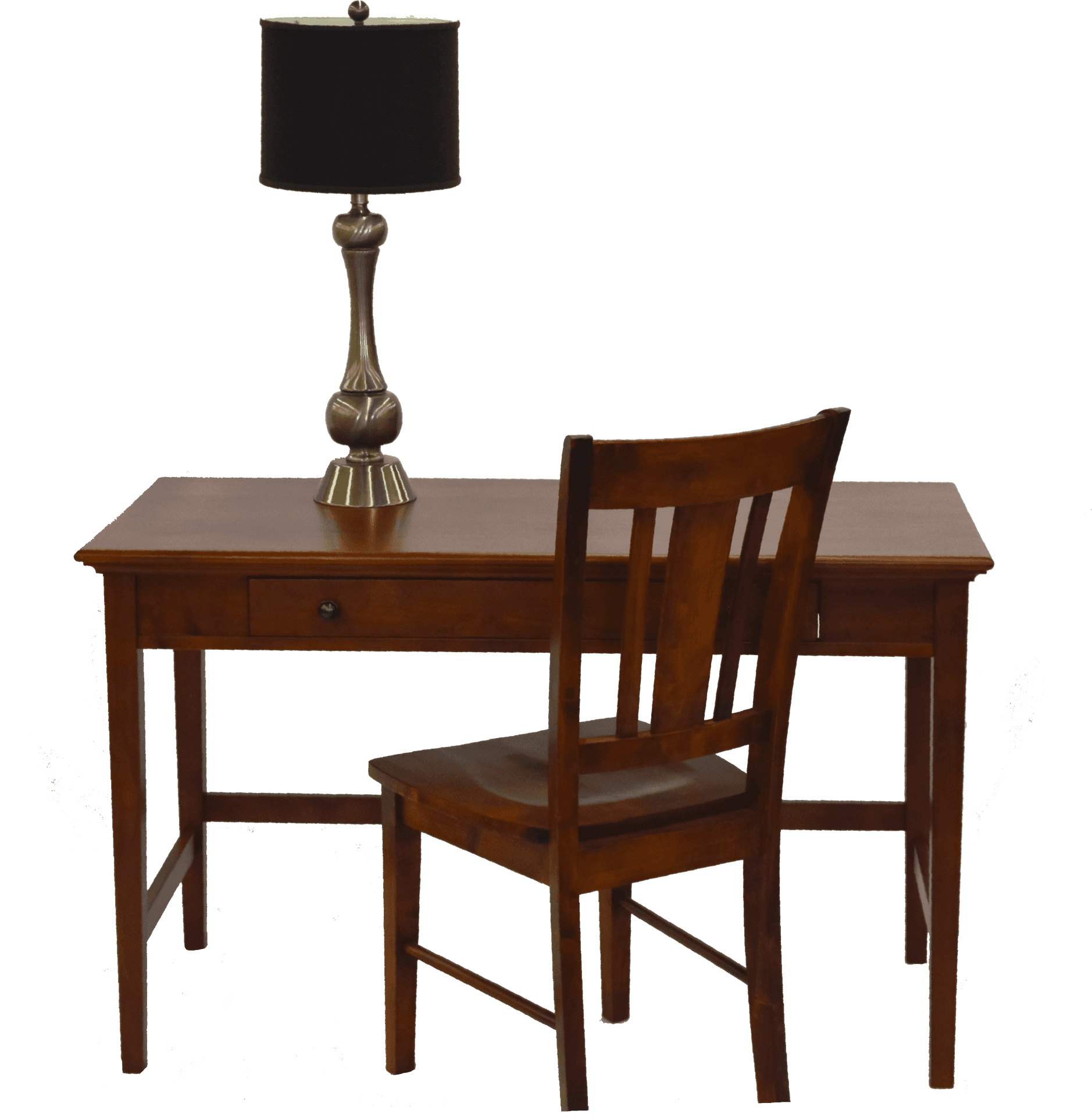 Wooden Deskand Chairwith Lamp PNG Image