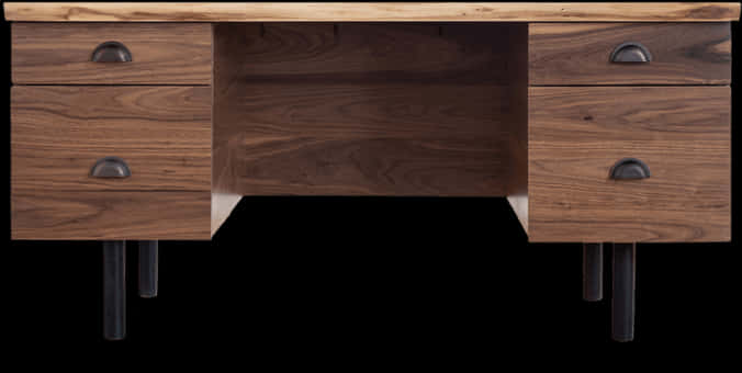 Wooden Deskwith Drawersand Metal Legs PNG Image