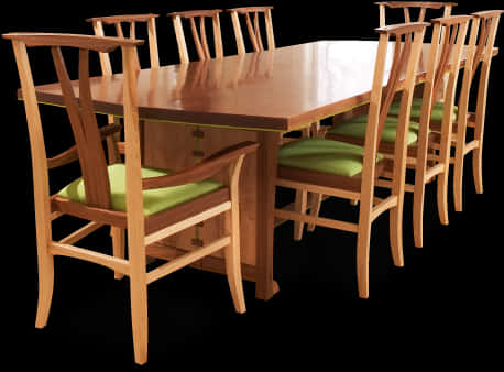 Wooden Dining Tableand Chairs Set PNG Image