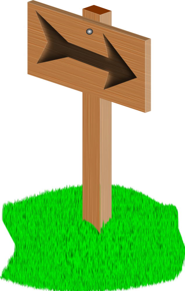 Wooden Direction Signon Grass PNG Image