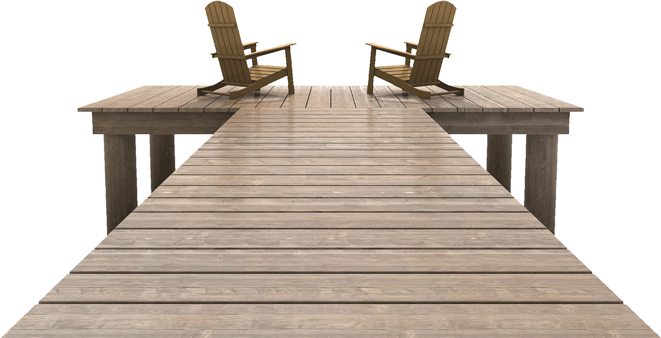 Wooden Dock With Adirondack Chairs PNG Image