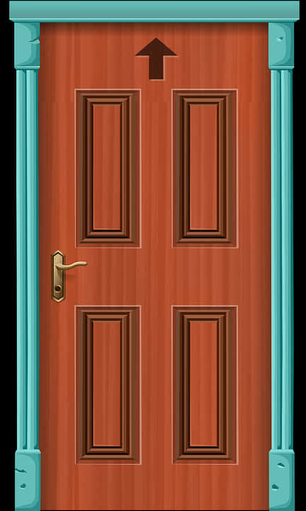 Wooden Doorwith Arrow Sign PNG Image