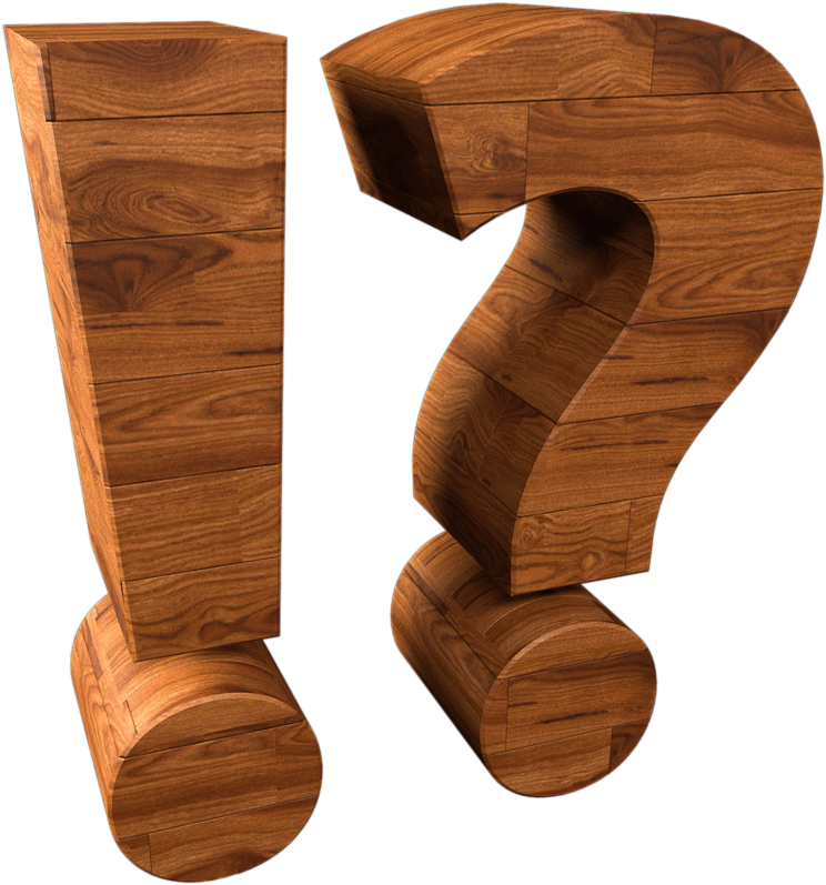 Wooden Exclamation Question Marks PNG Image