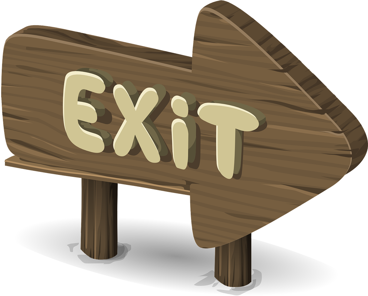 Wooden Exit Sign Illustration PNG Image