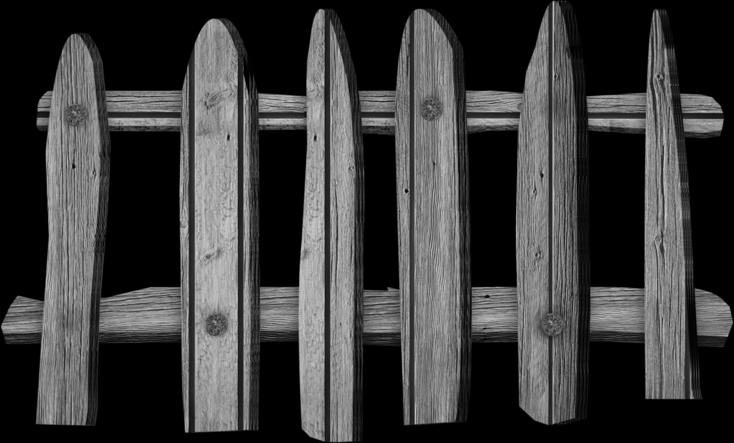 Wooden Fence Blackand White PNG Image