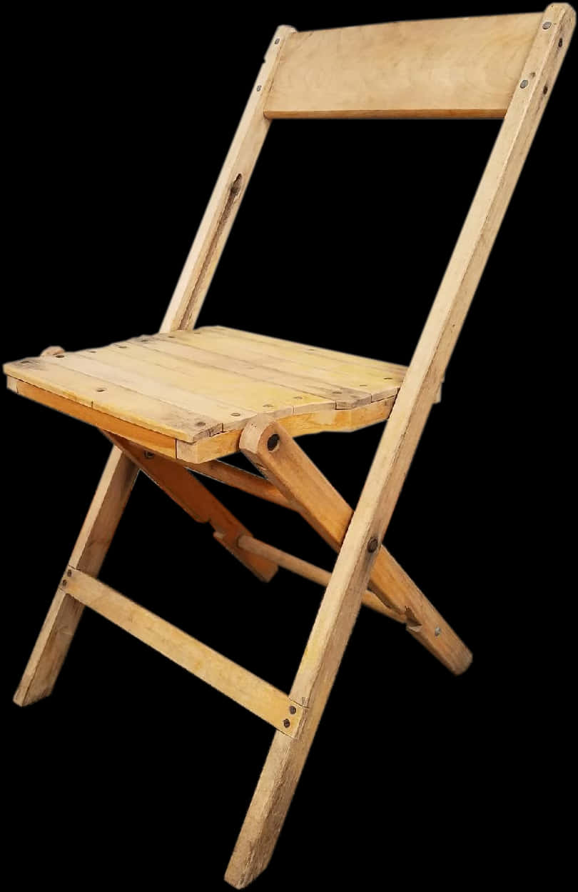 Wooden Folding Chair Isolated PNG Image