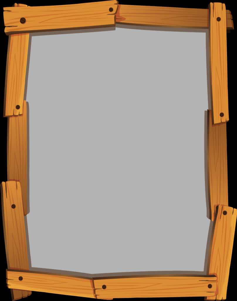 Wooden Frame Cartoon Style PNG Image