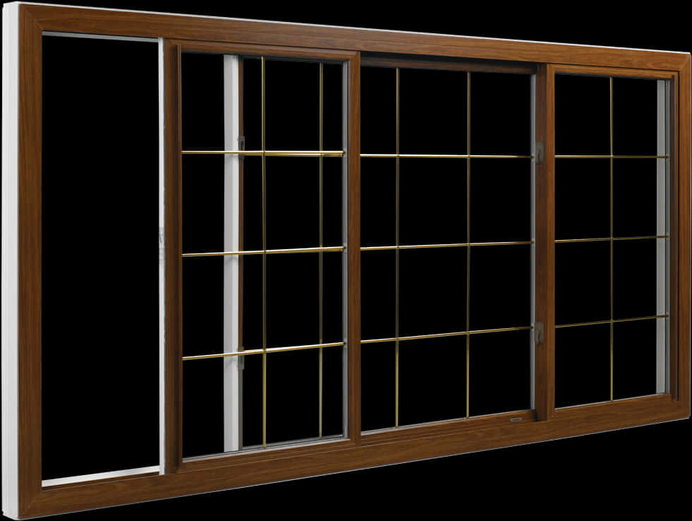 Wooden Frame Sliding Window PNG Image