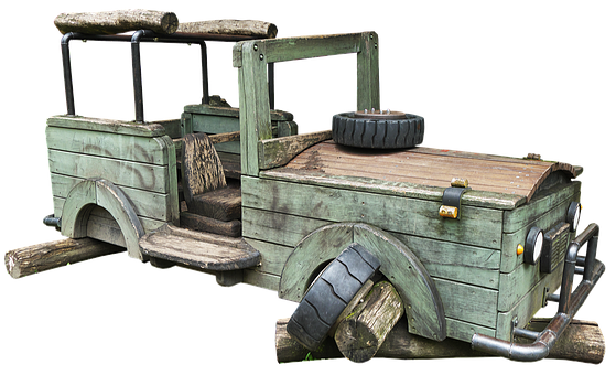 Wooden Jeep Playground Equipment PNG Image