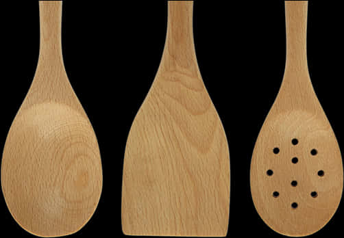 Wooden Kitchen Utensils Set PNG Image