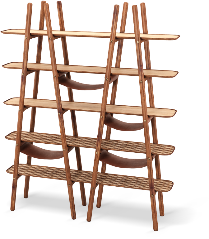 Wooden Ladder Style Bookshelf PNG Image