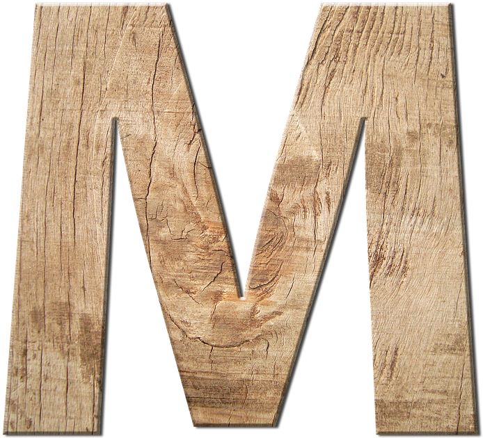 Wooden Letter M Texture PNG Image