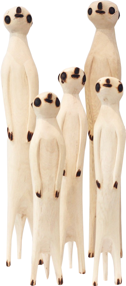 Wooden Meerkat Figurines PNG Image