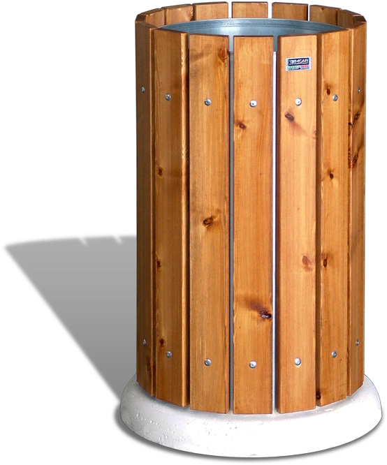 Wooden Outdoor Trash Bin PNG Image