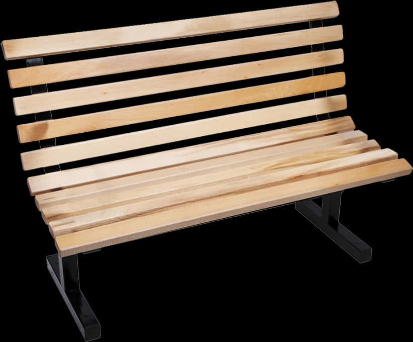 Wooden Park Bench Black Background PNG Image