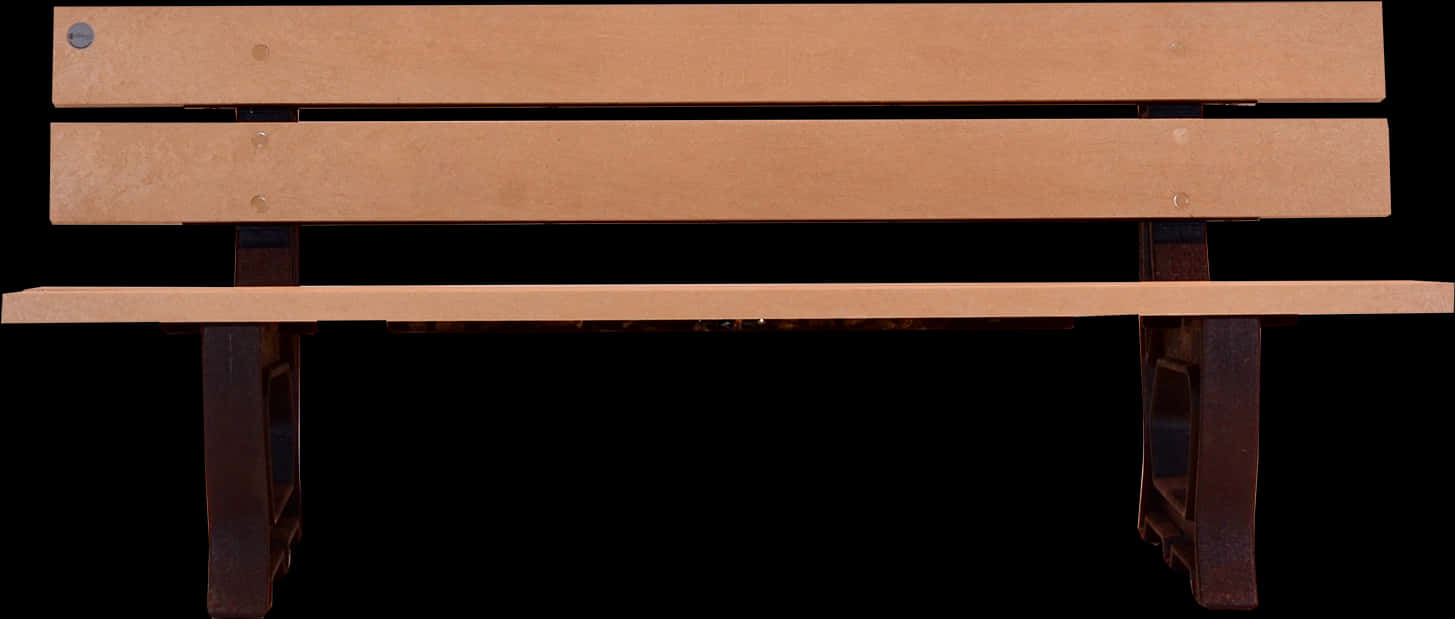 Wooden Park Bench Isolatedon Black Background.jpg PNG Image