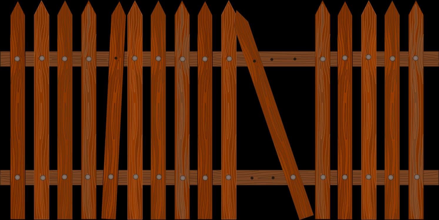 Wooden Picket Fencewith Gate PNG Image