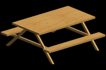 Wooden Picnic Table Illustration PNG Image