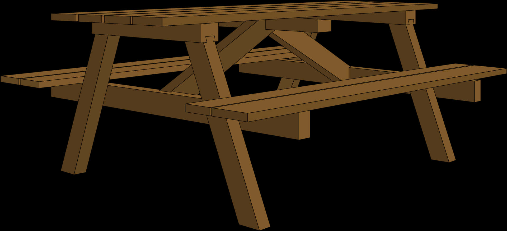 Wooden Picnic Table Vector Illustration PNG Image