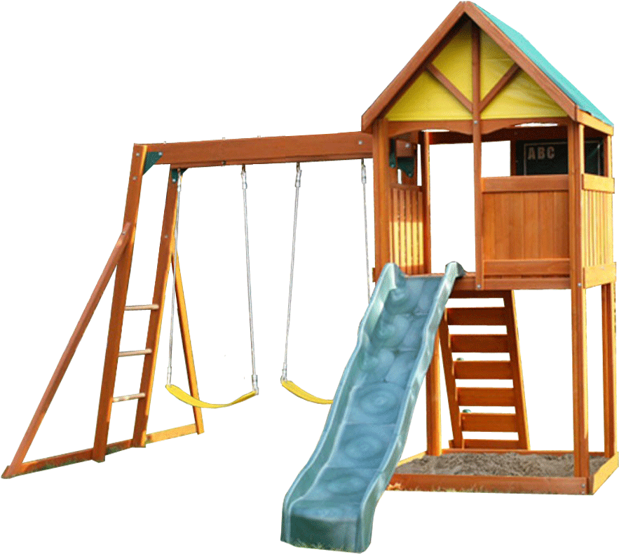 Wooden Playsetwith Slideand Swings PNG Image