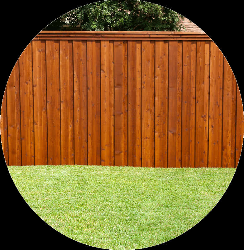 Wooden Privacy Fenceand Lush Lawn PNG Image