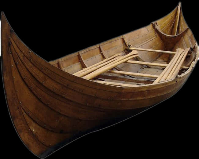 Wooden Rowboat Isolatedon Black Background PNG Image