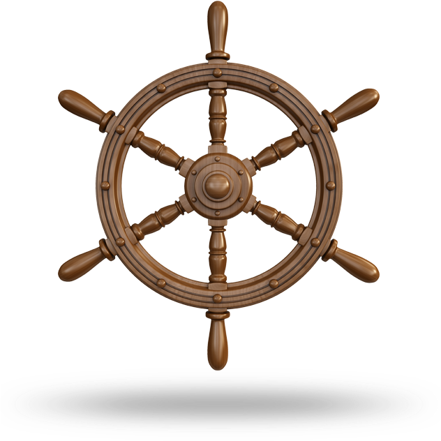 Wooden Ship Wheel Isolated PNG Image