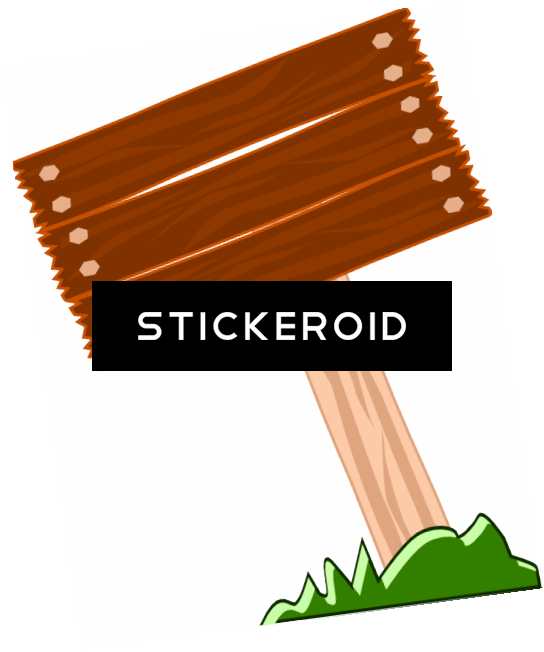 Wooden Signboard Stickeroid Illustration PNG Image