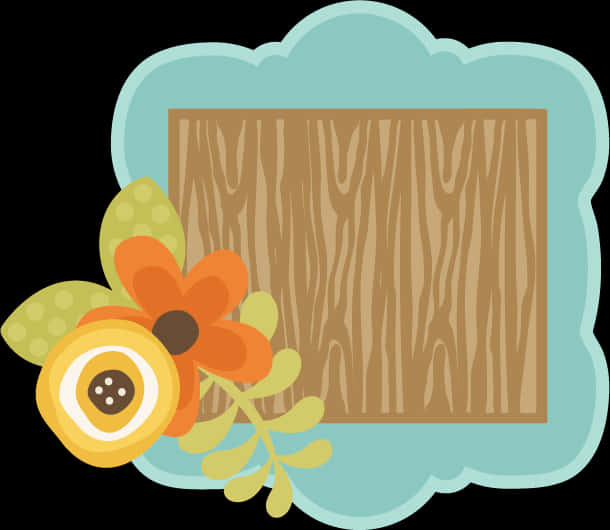 Wooden Texture Floral Frame Graphic PNG Image