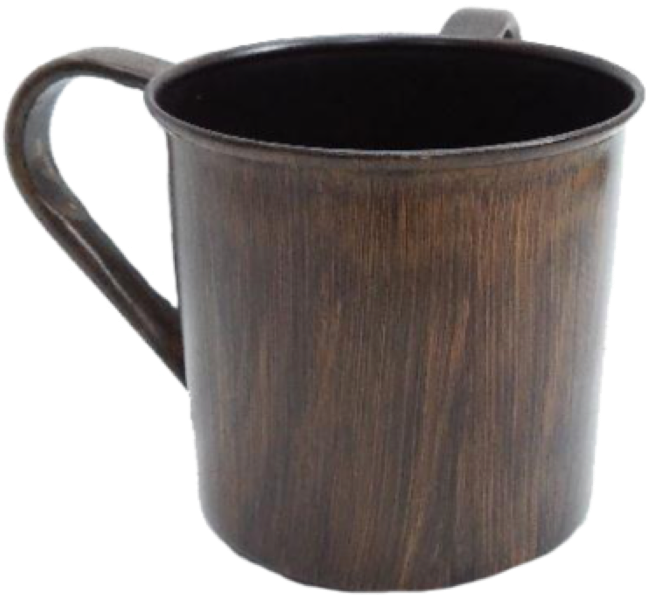 Wooden Texture Metal Mug PNG Image