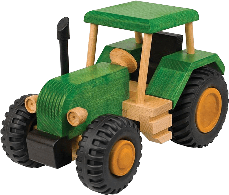 Wooden Toy Tractor Green PNG Image