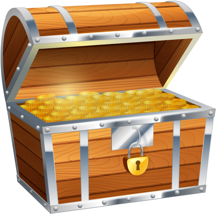 Wooden Treasure Chest Fullof Gold Coins PNG Image