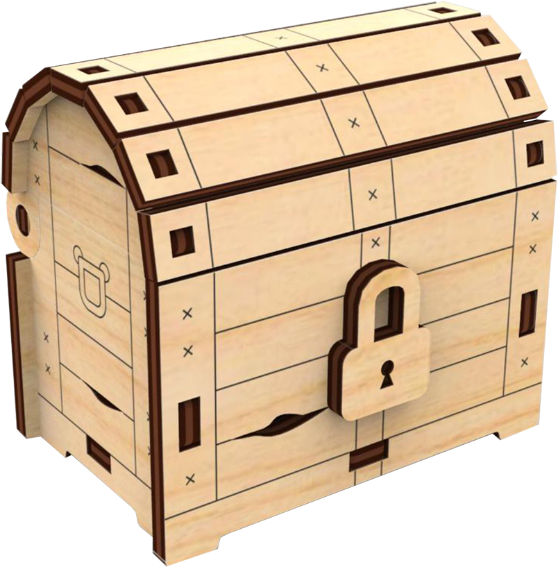 Wooden Treasure Chestwith Lock PNG Image