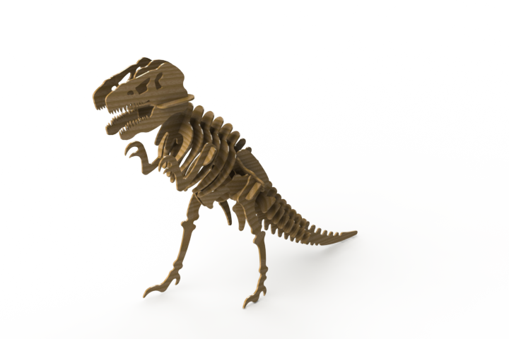 Wooden Tyrannosaurus Rex Skeleton Model PNG Image