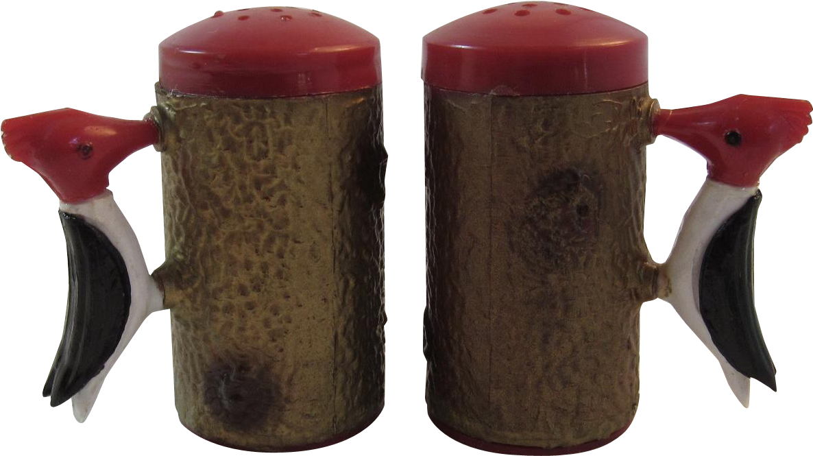 Woodpecker Themed Saltand Pepper Shakers PNG Image