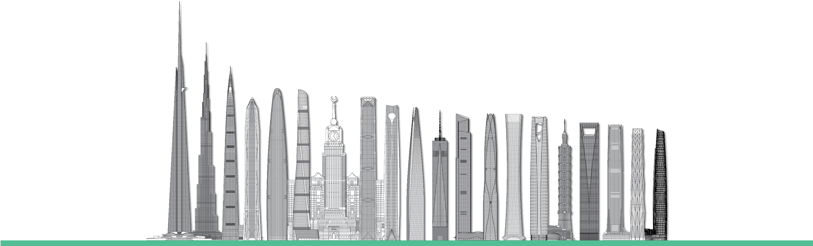 World Famous Skyscrapers Silhouette PNG Image