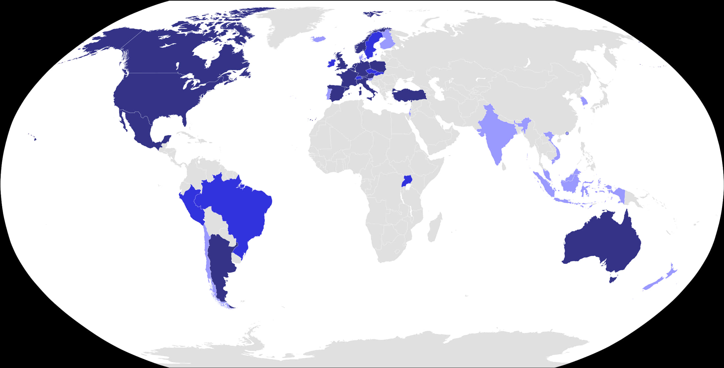 World Map English Speaking Countries PNG Image