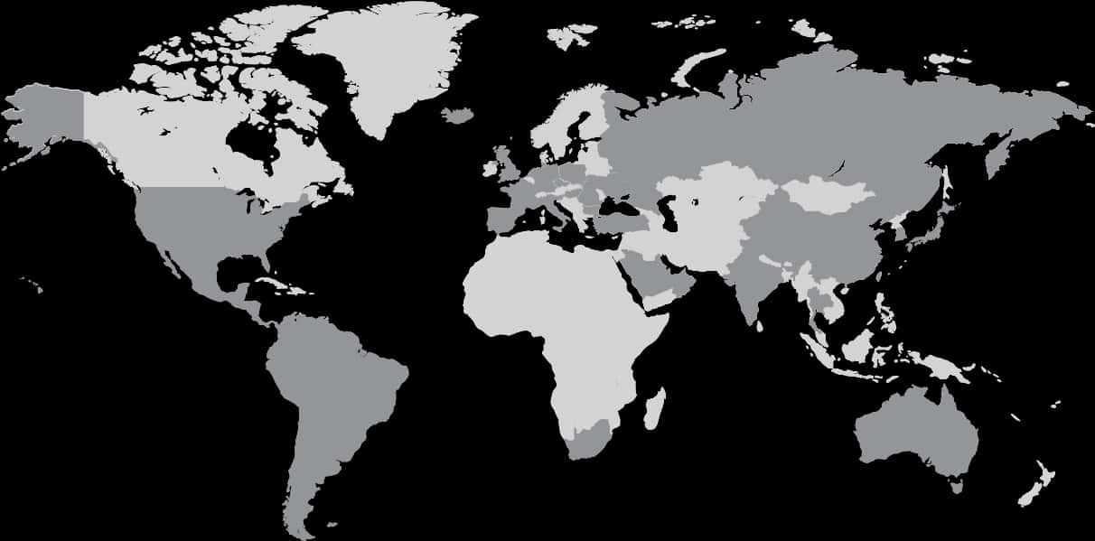 World Map Monochrome PNG Image