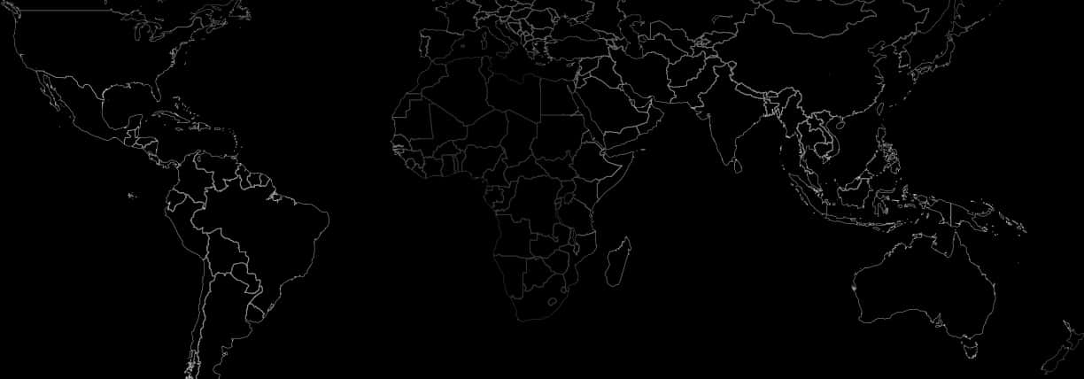 World Map Outline Against Black Background PNG Image