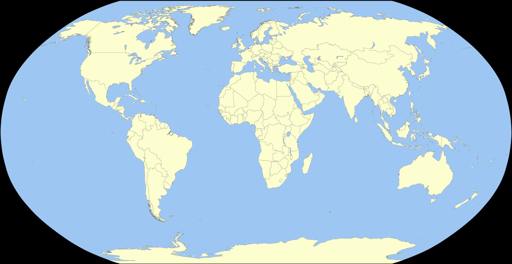 World Map Simple Outline PNG Image