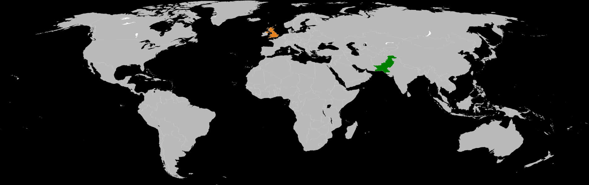 World Map Two Countries Highlighted PNG Image