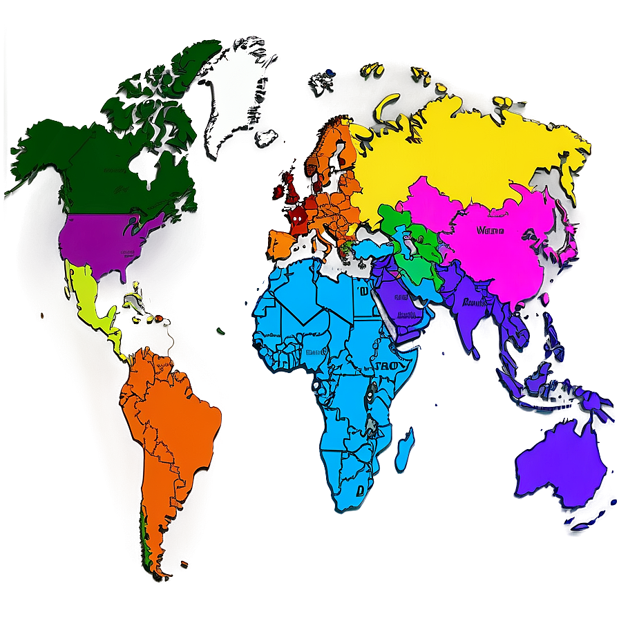 World Map Vector With Regions Png 52 PNG Image