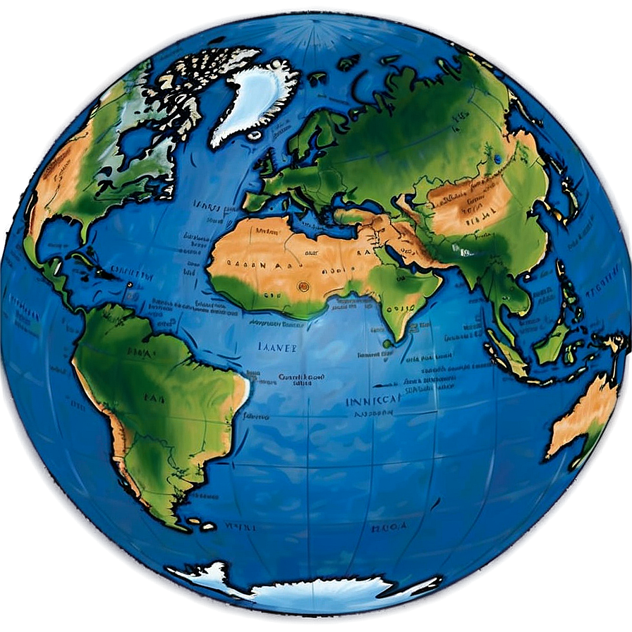 World Map With Continents And Oceans Labeled Png 05032024 PNG Image