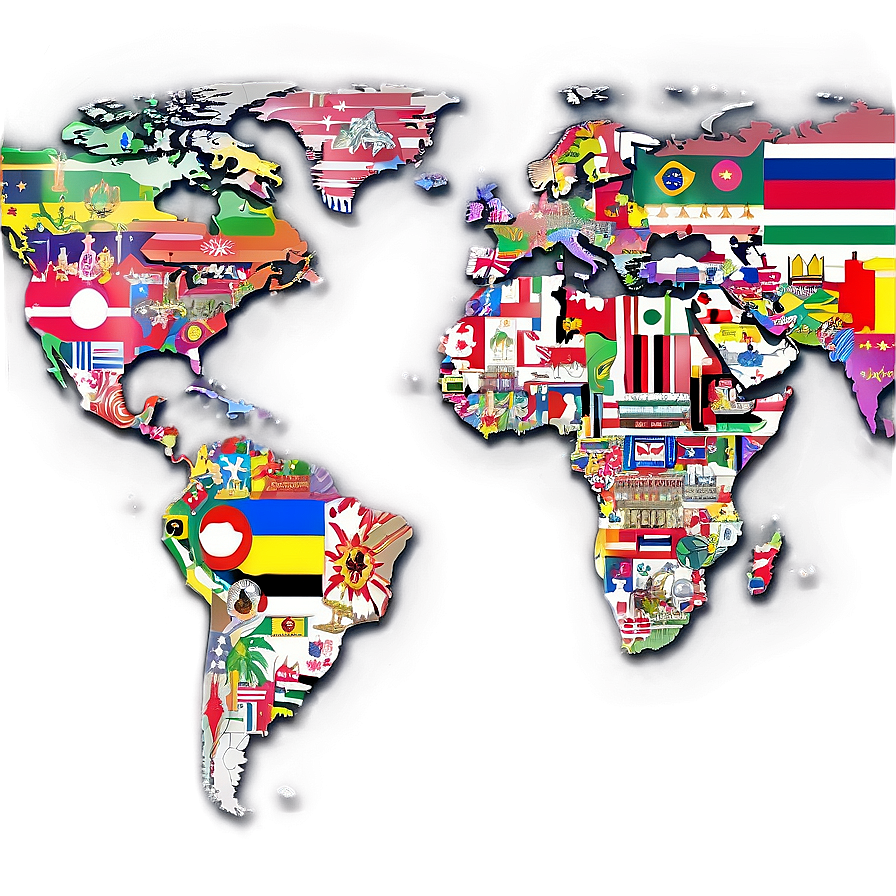 World Map With Flags Png Dmj11 PNG Image