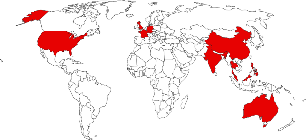 World_ Map_with_ Red_ Highlighted_ Countries PNG Image