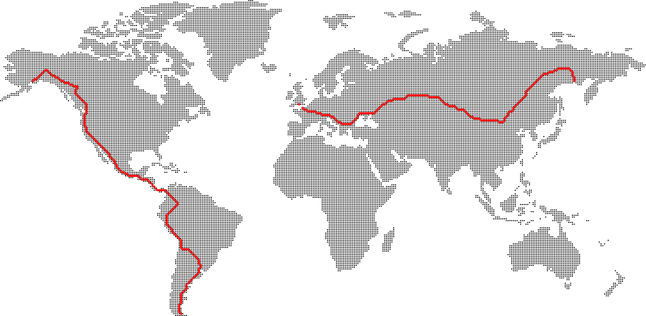 World Mapwith Red Line PNG Image