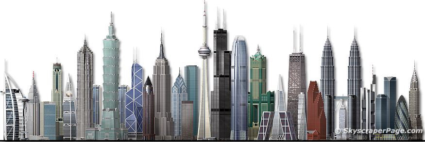 World_ Skyscrapers_ Silhouette PNG Image