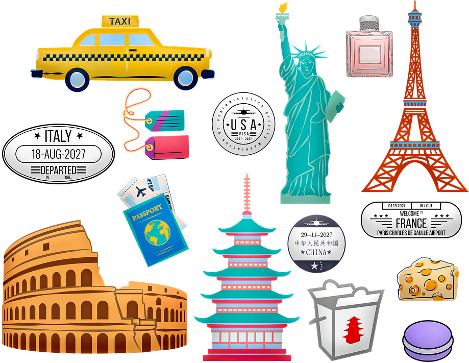 World Travel Icons Collection PNG Image