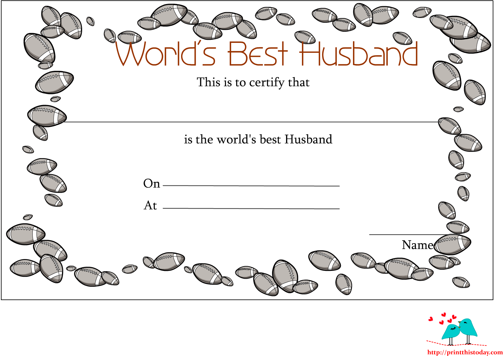 Worlds Best Husband Certificate Template PNG Image