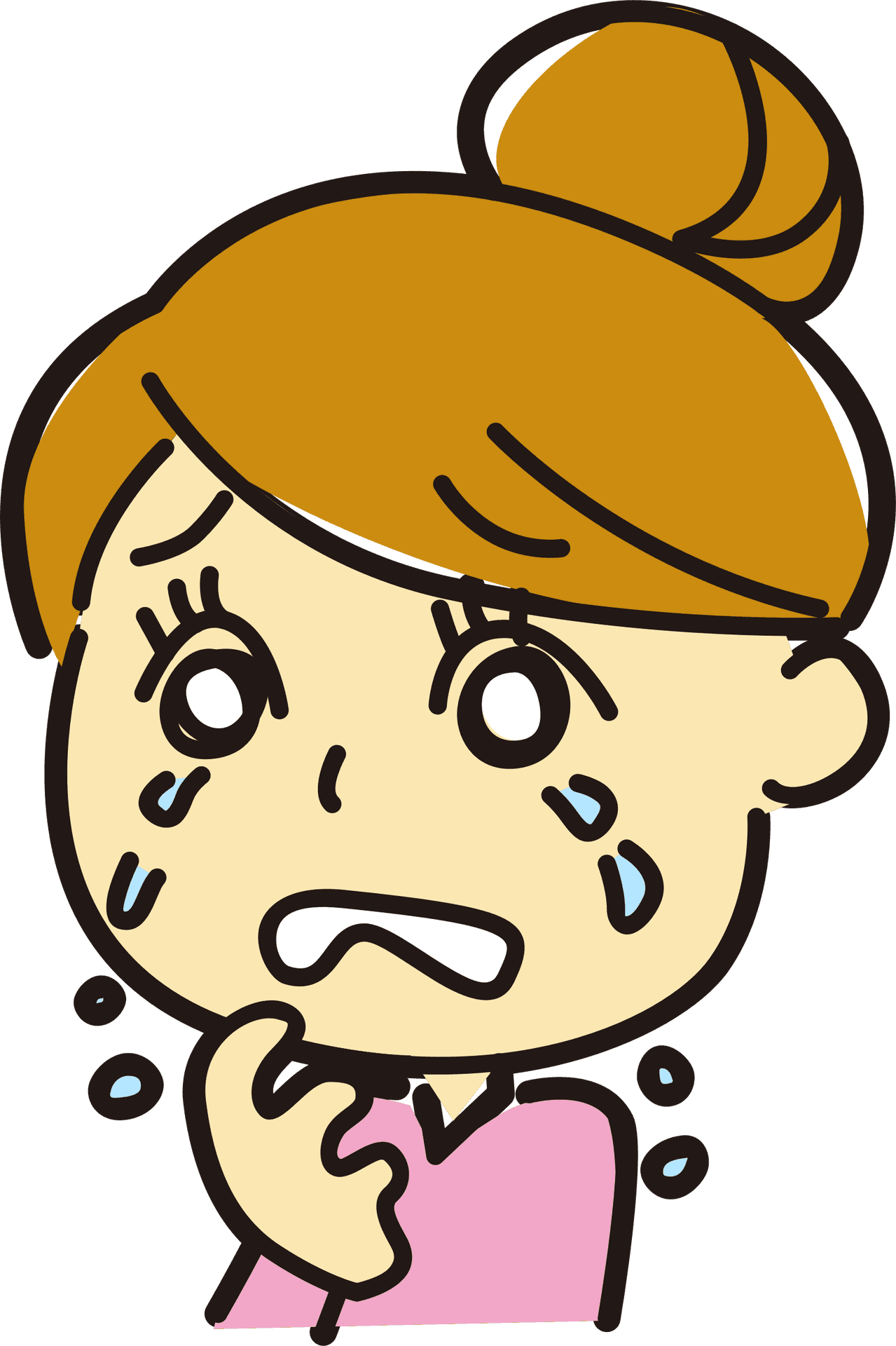 Worried Cartoon Girl Clipart PNG Image